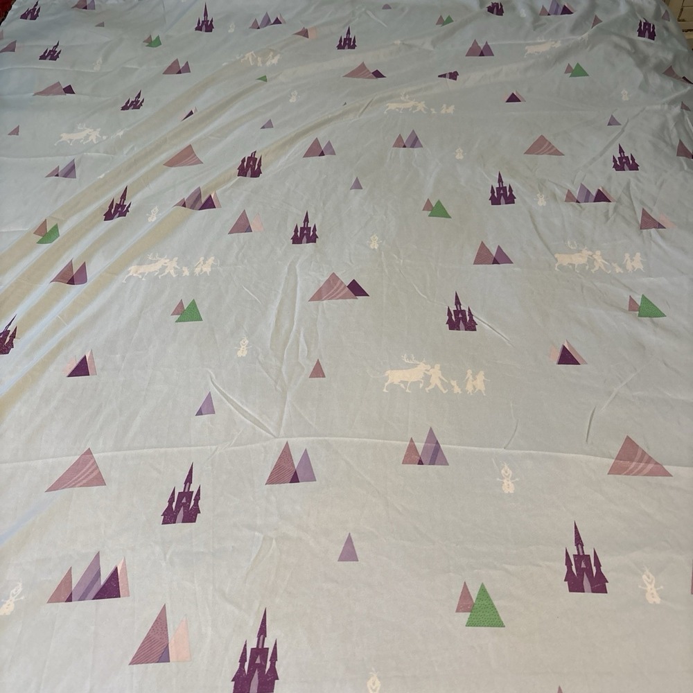 Twin‎ Bed Flat Sheet Disney Frozen Anna Elsa Flowers Pretty Colorful Soft Cotton